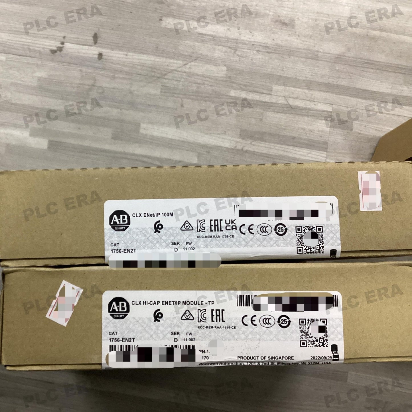 PLC ERA warehouse stocked with Original New Allen-Bradley 1756-EN2T and industrial automation modules ready for global shipping