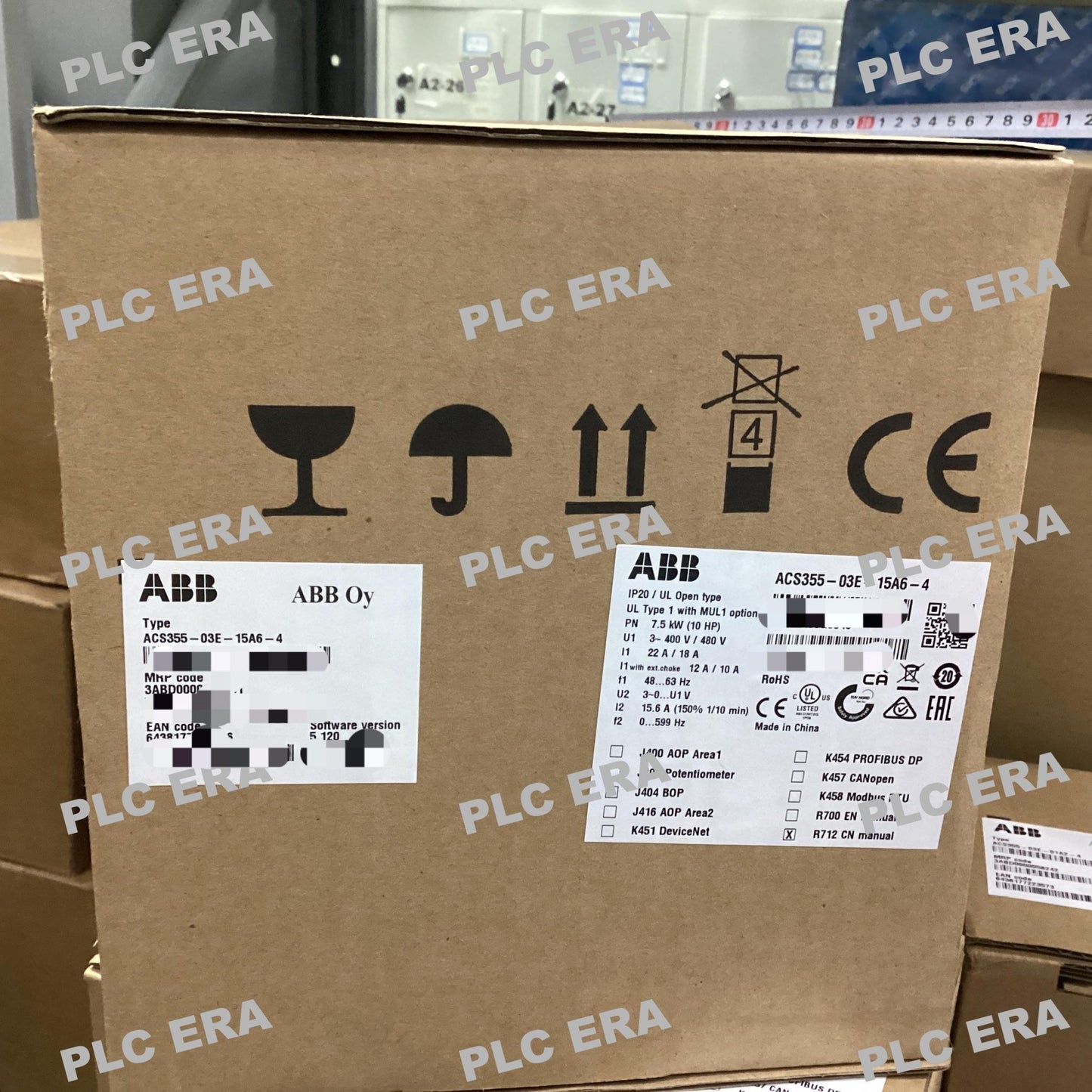 PLC ERA warehouse stocked with Original New ABB ACS355-03E-15A6-4 and industrial automation modules ready for global shipping