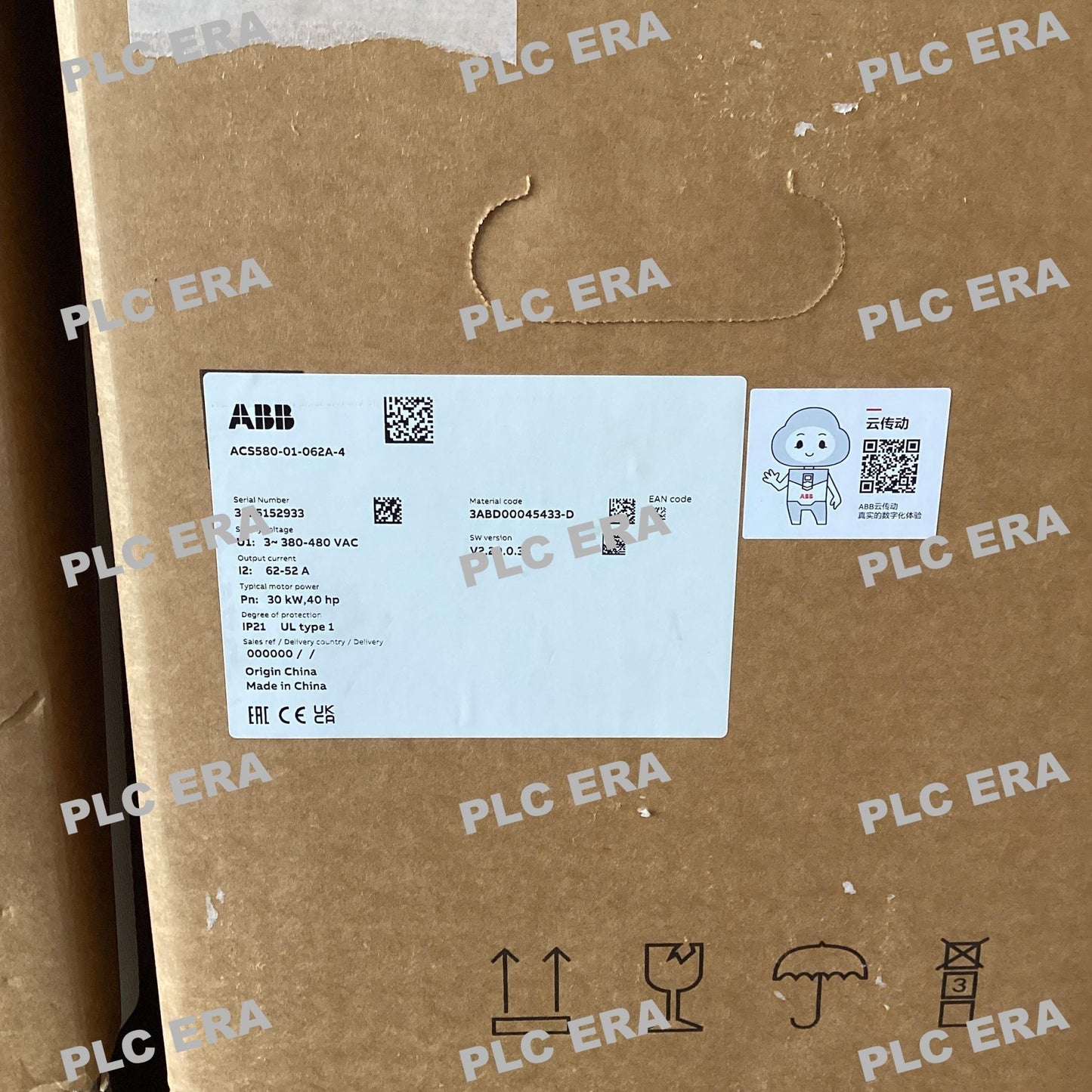 PLC ERA warehouse stocked with Original New ABB ACS580-01-062A-4 and industrial automation modules ready for global shipping