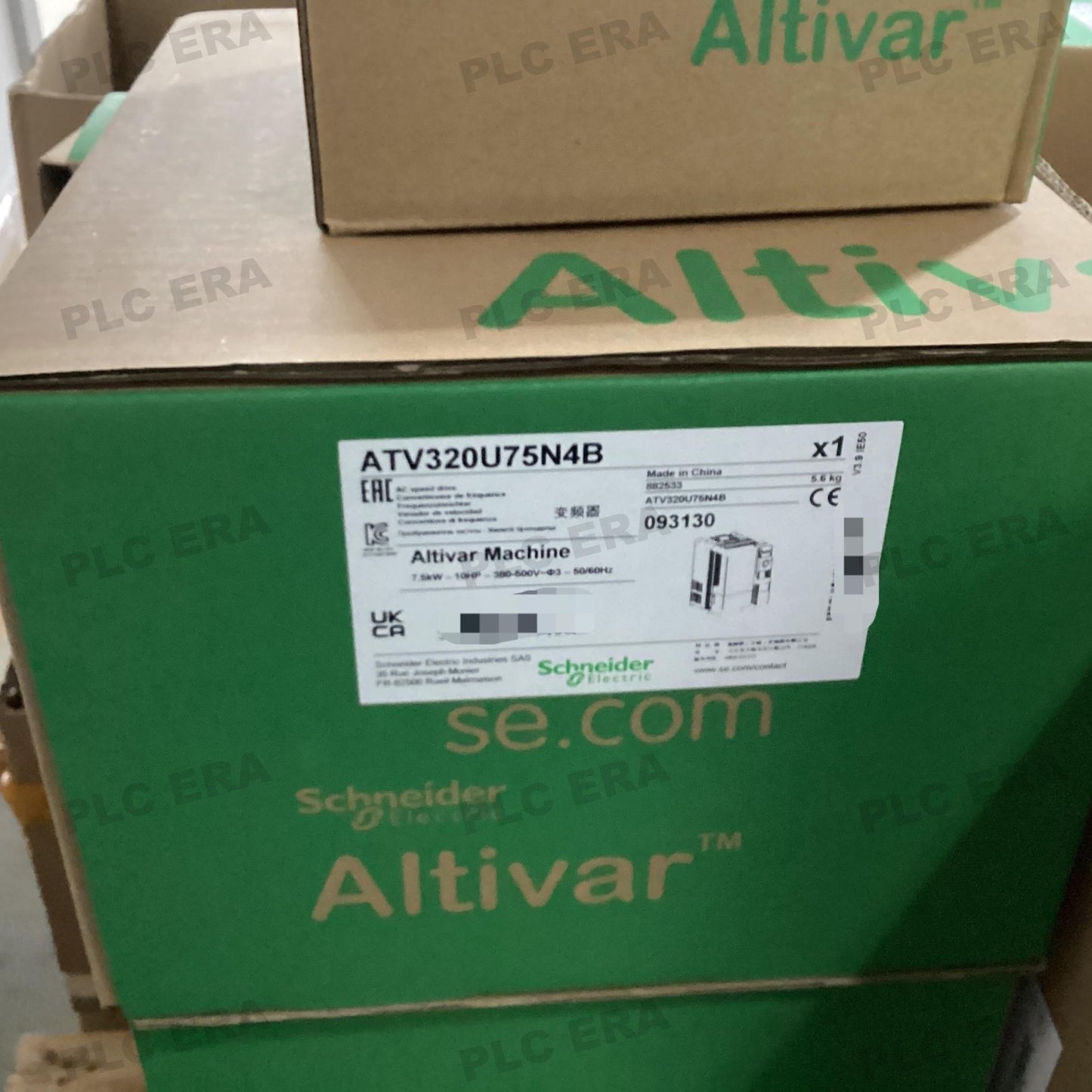 PLC ERA warehouse stocked with Original New Schneider Electric ATV320U75N4B and industrial automation modules ready for global shipping
