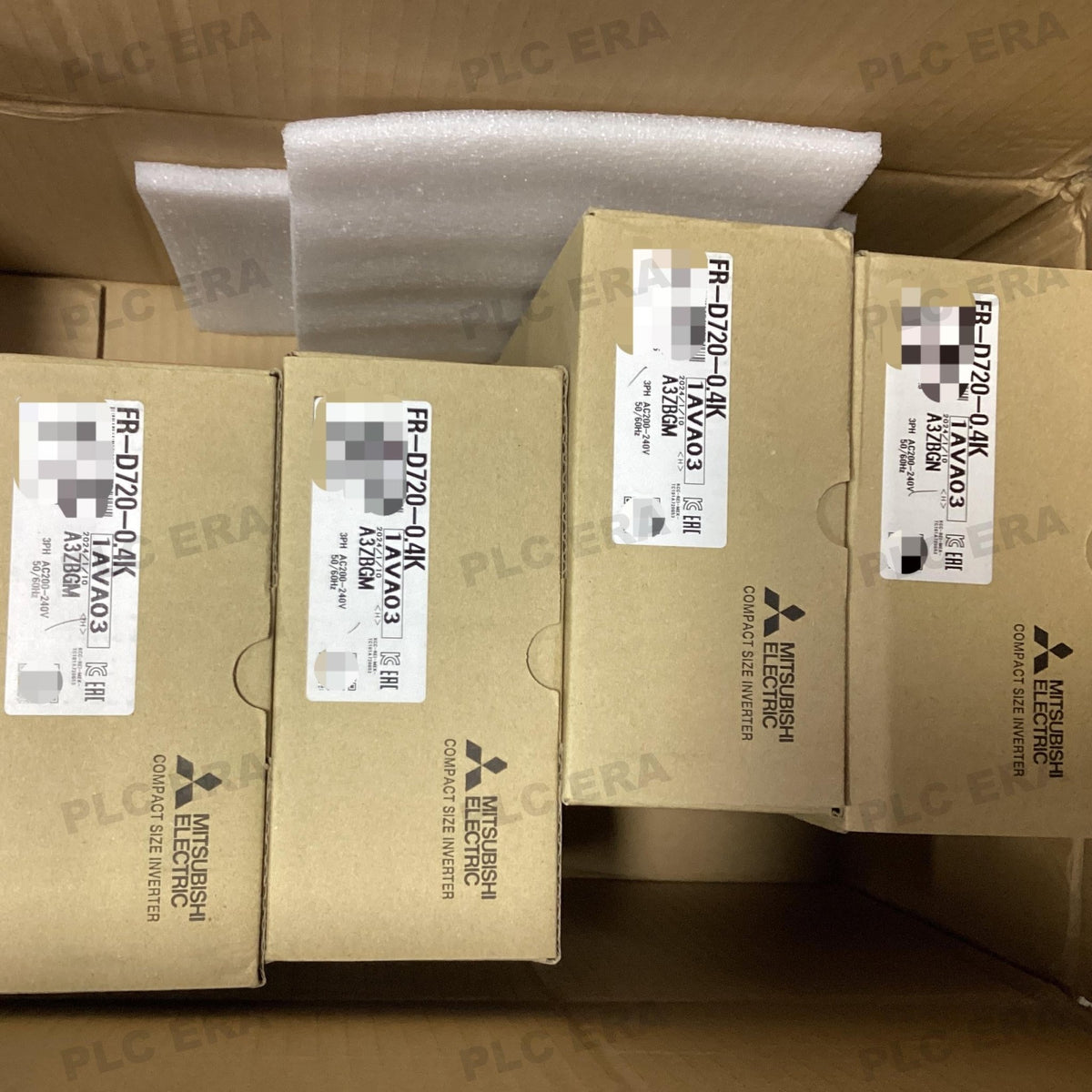 PLC ERA warehouse stocked with Original New Mitsubishi Electric FR-D720-0.4K and industrial automation modules ready for global shipping