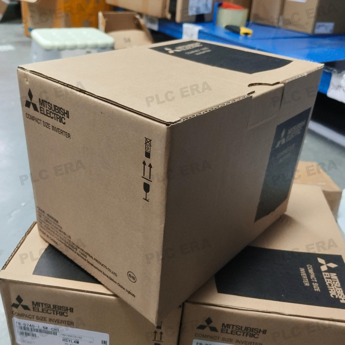 PLC ERA warehouse stocked with Original New Mitsubishi Electric FR-D740-1.5K and industrial automation modules ready for global shipping