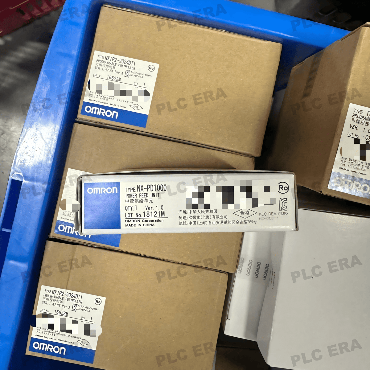 PLC ERA warehouse stocked with Original New Omron NX-PD1000 and industrial automation modules ready for global shipping