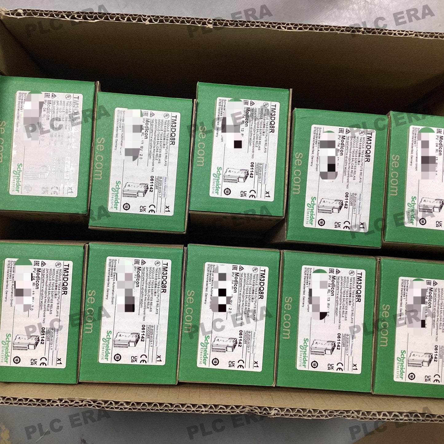 PLC ERA warehouse stocked with Original New Schneider Electric TM3DQ8R and industrial automation modules ready for global shipping