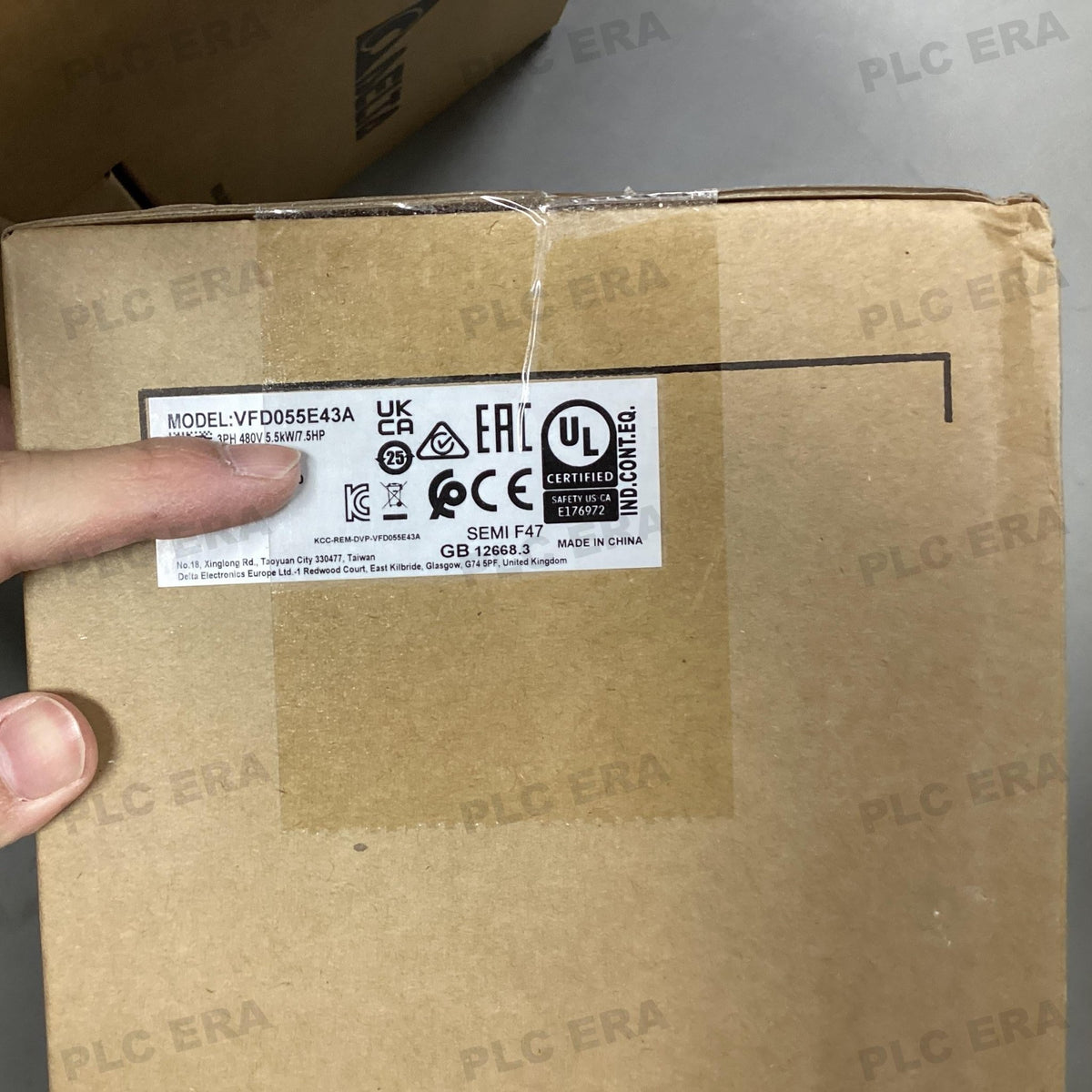 PLC ERA warehouse stocked with Original New Delta VFD055E43A and industrial automation modules ready for global shipping