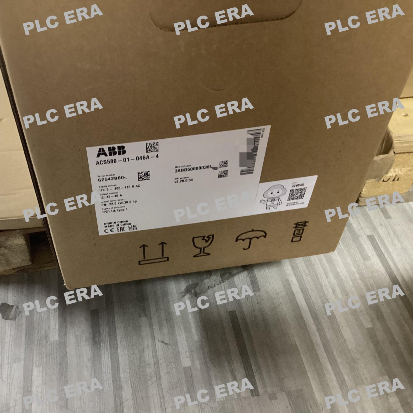 Front view of ABB ACS580-01-046A-4 drive 3ABD50000038963 showing control panel