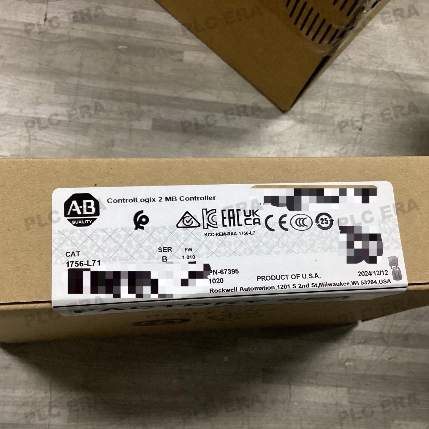 Front view of Allen‑Bradley 1756‑L71 showing 4‑character alphanumeric display and USB port location