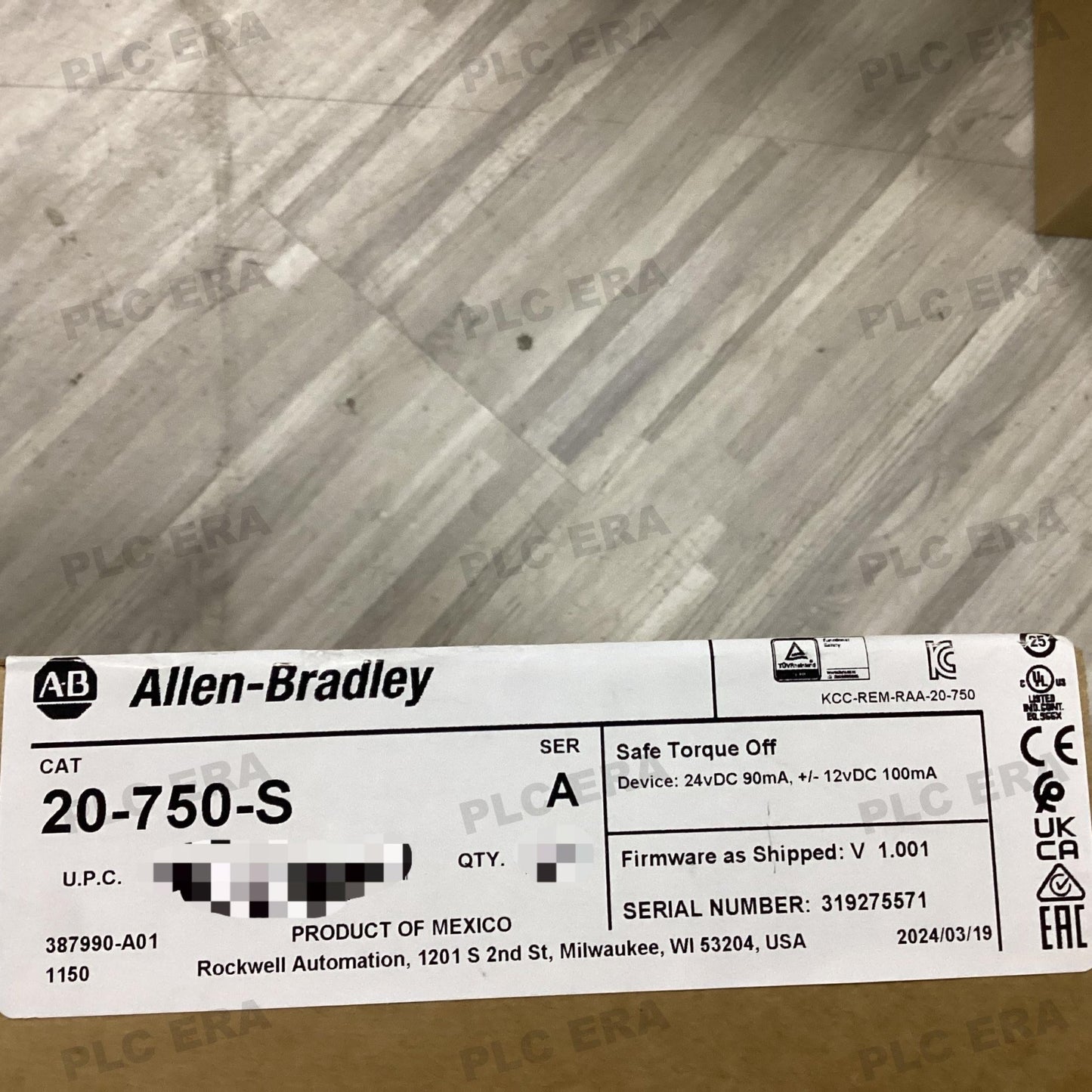 Front view of Allen‑Bradley 20-750-S module showing the I/O terminals and connector interface