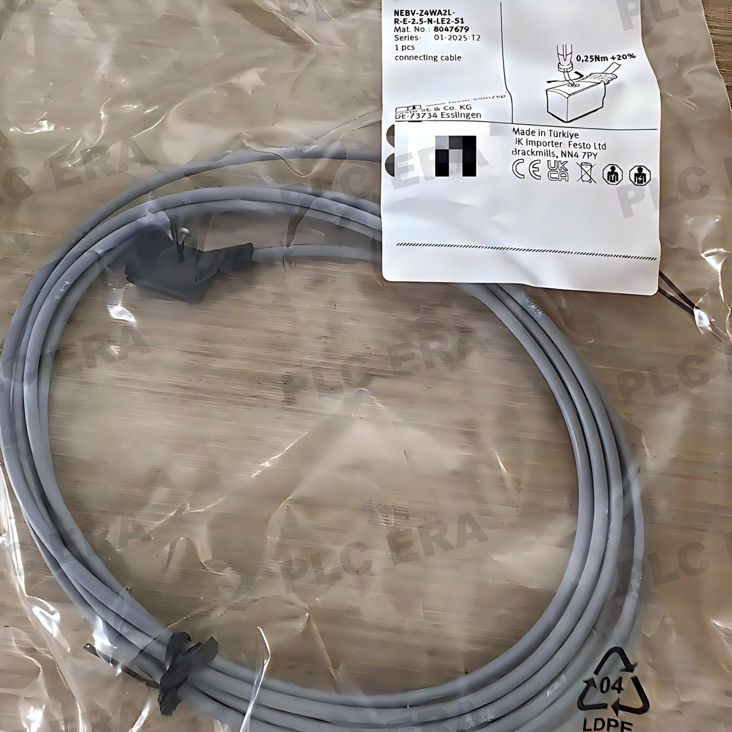 Festo NEBV - Z4WA2L - R - E - 2.5 - N - LE2 - S1 Connecting Cable 2.5m 2 - Pin IP65 PUR - PLC ERA