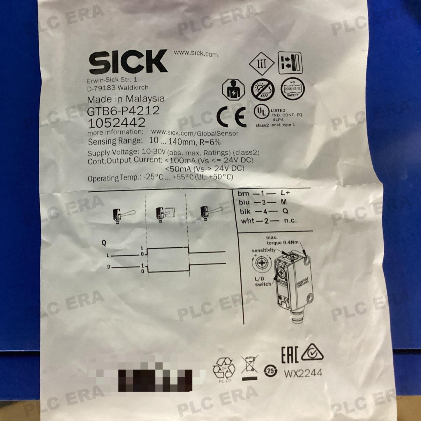 SICK GTB6 - P4212 Photoelectric Sensor G6 Series 1052442 - PLC ERA