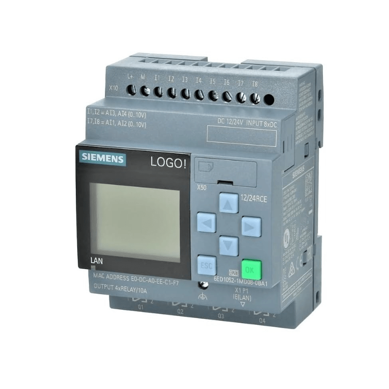 Siemens LOGO! 12/24RCE logic module 6ED1052-1MD08-0BA1 with display and Ethernet connectivity