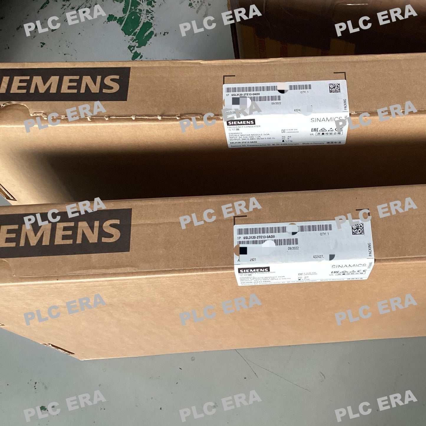 Front view of Siemens SINAMICS S120 double motor module 6SL3120-2TE13-0AD0 showing connections