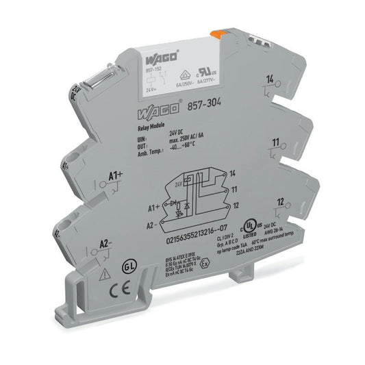 WAGO 857 - 304 Relay Module 24 VDC 6 A with Status Indicator - PLC ERA