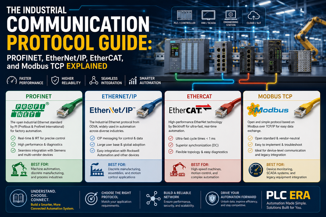 The Industrial Communication Protocol Guide: PROFINET, EtherNet/IP, EtherCAT, and Modbus TCP Explained