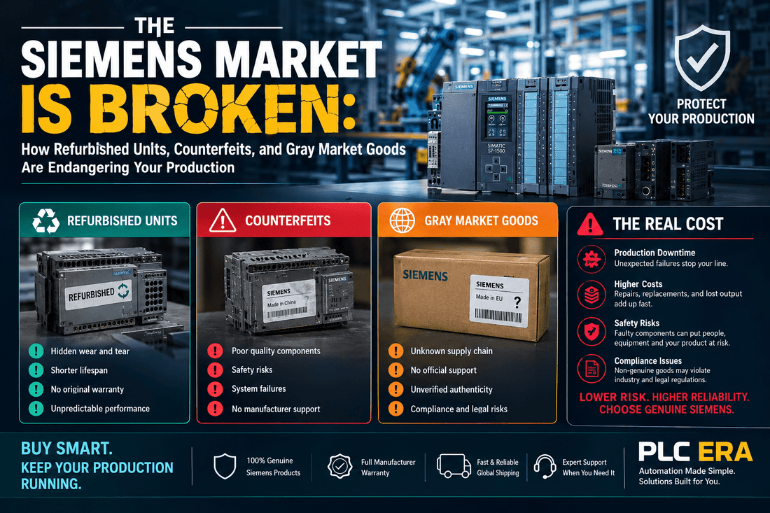The Siemens Market Is Broken: How Refurbished Units, Counterfeits, and Gray Market Goods Are Endangering Your Production - PLC ERA