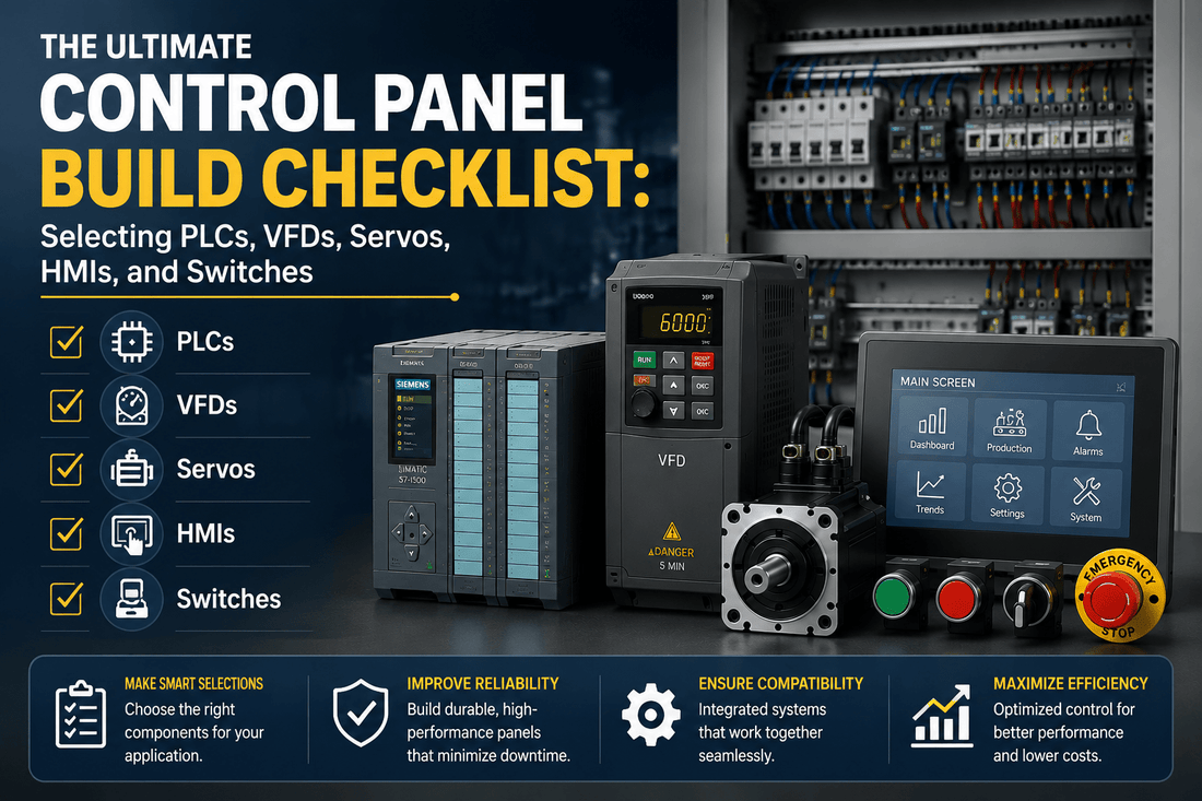 The Ultimate Control Panel Build Checklist: Selecting PLCs, VFDs, Servos, HMIs, and Switches - PLC ERA