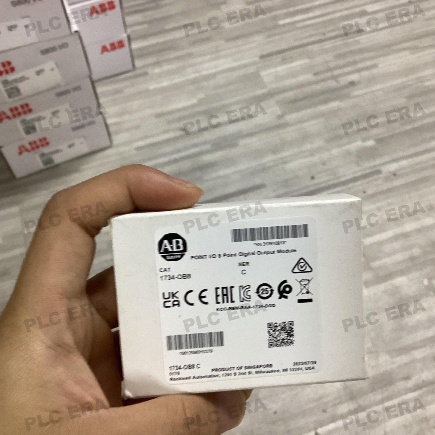 PLC ERA warehouse stocked with Original New Allen-Bradley 1734-OB8 and industrial automation modules ready for global shipping