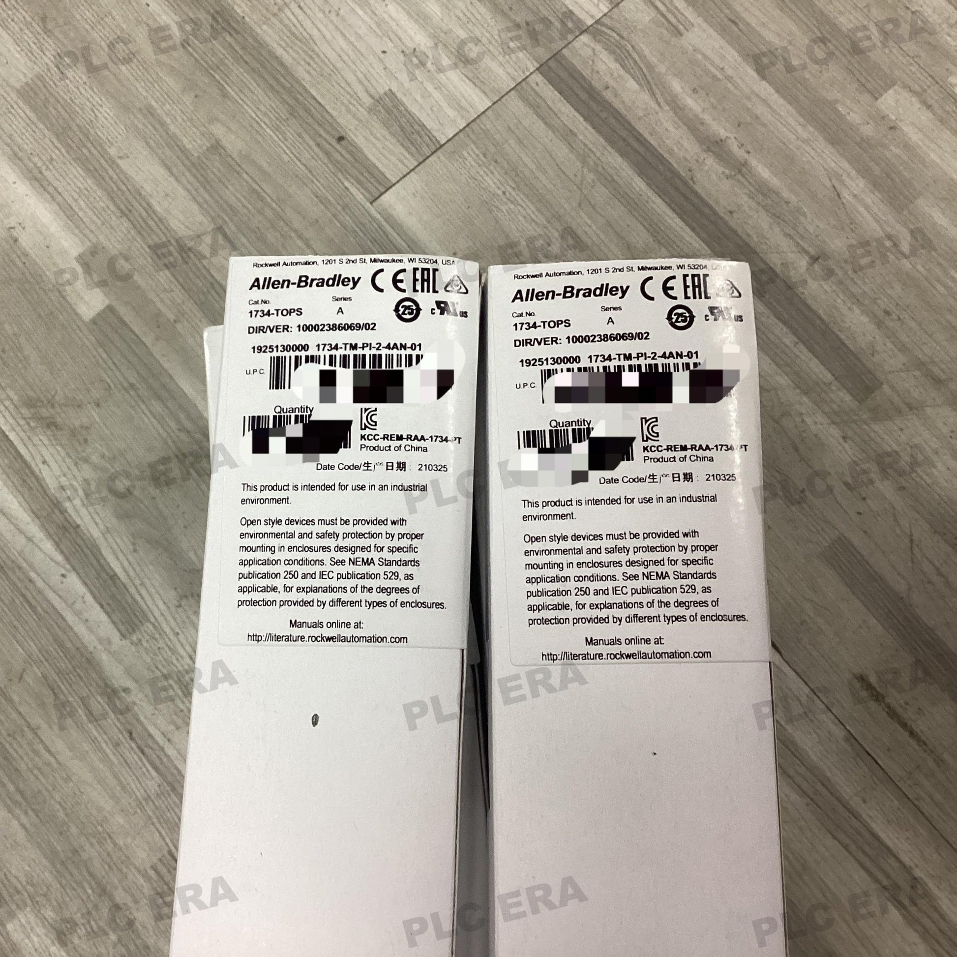 PLC ERA warehouse stocked with Original New Allen-Bradley 1734-TOPS and industrial automation modules ready for global shipping
