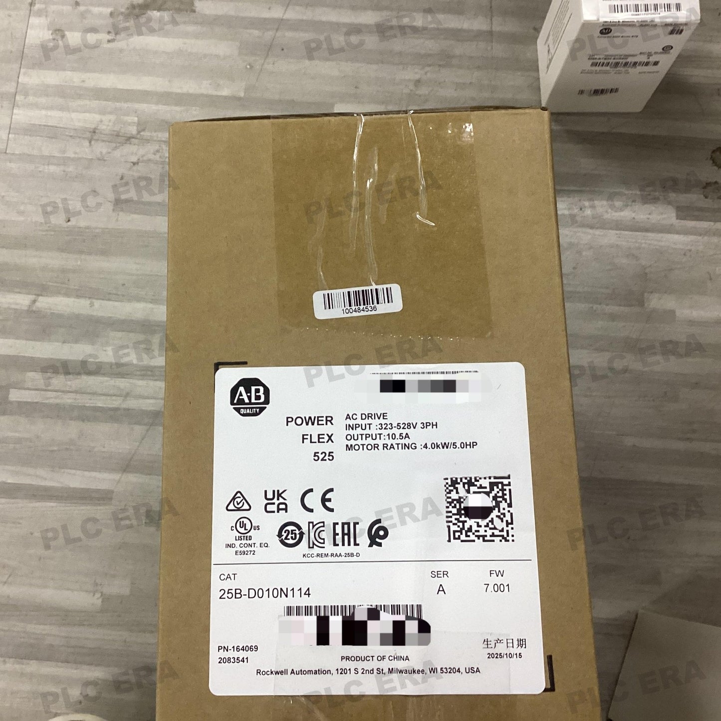 PLC ERA warehouse stocked with Original New Allen-Bradley 25B-D010N114 and industrial automation modules ready for global shipping