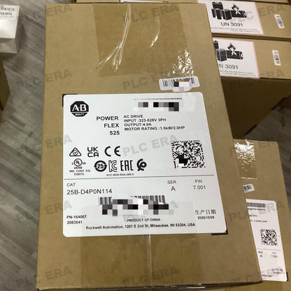 PLC ERA warehouse stocked with Original New Allen-Bradley 25B-D4P0N114 and industrial automation modules ready for global shipping