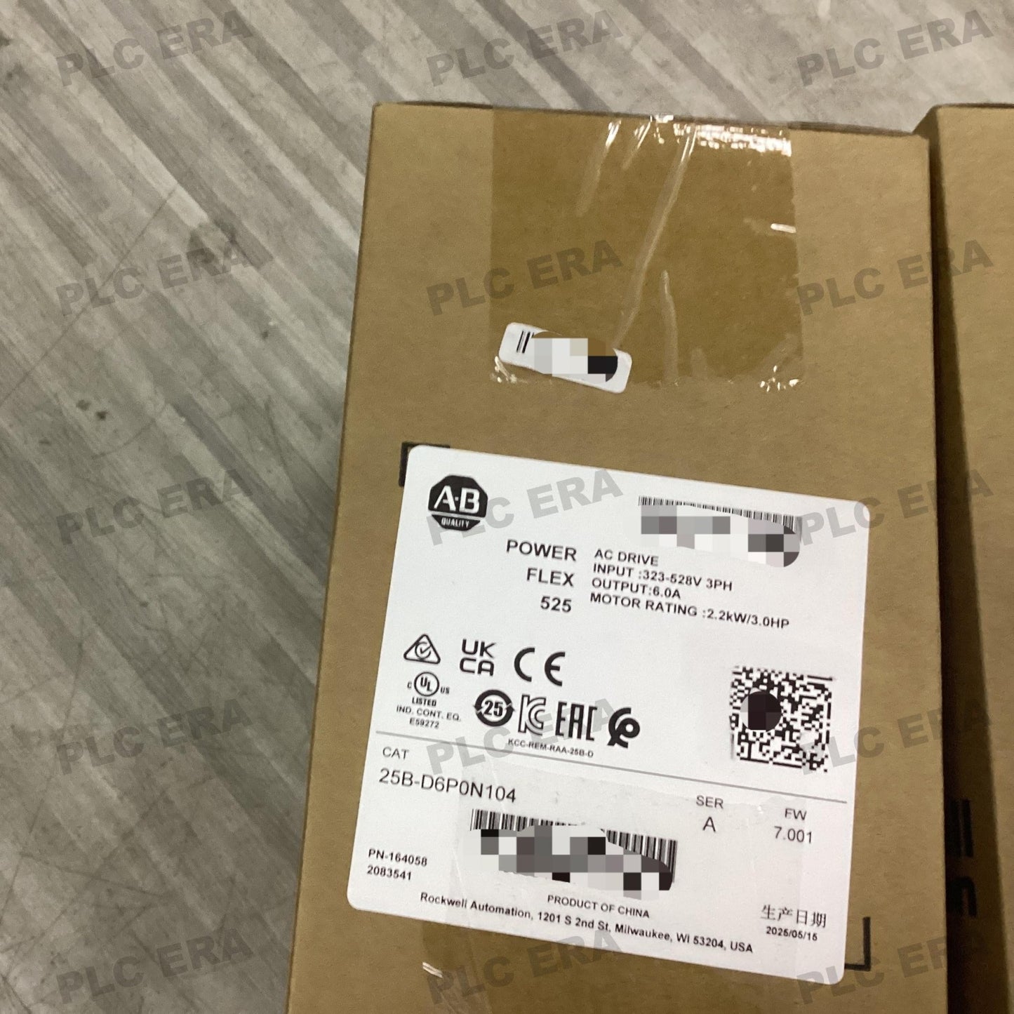 PLC ERA warehouse stocked with Original New Allen-Bradley 25B-D6P0N104 and industrial automation modules ready for global shipping