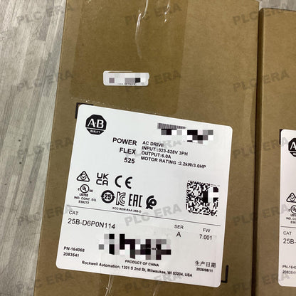 PLC ERA warehouse stocked with Original New Allen-Bradley 25B-D6P0N114 and industrial automation modules ready for global shipping