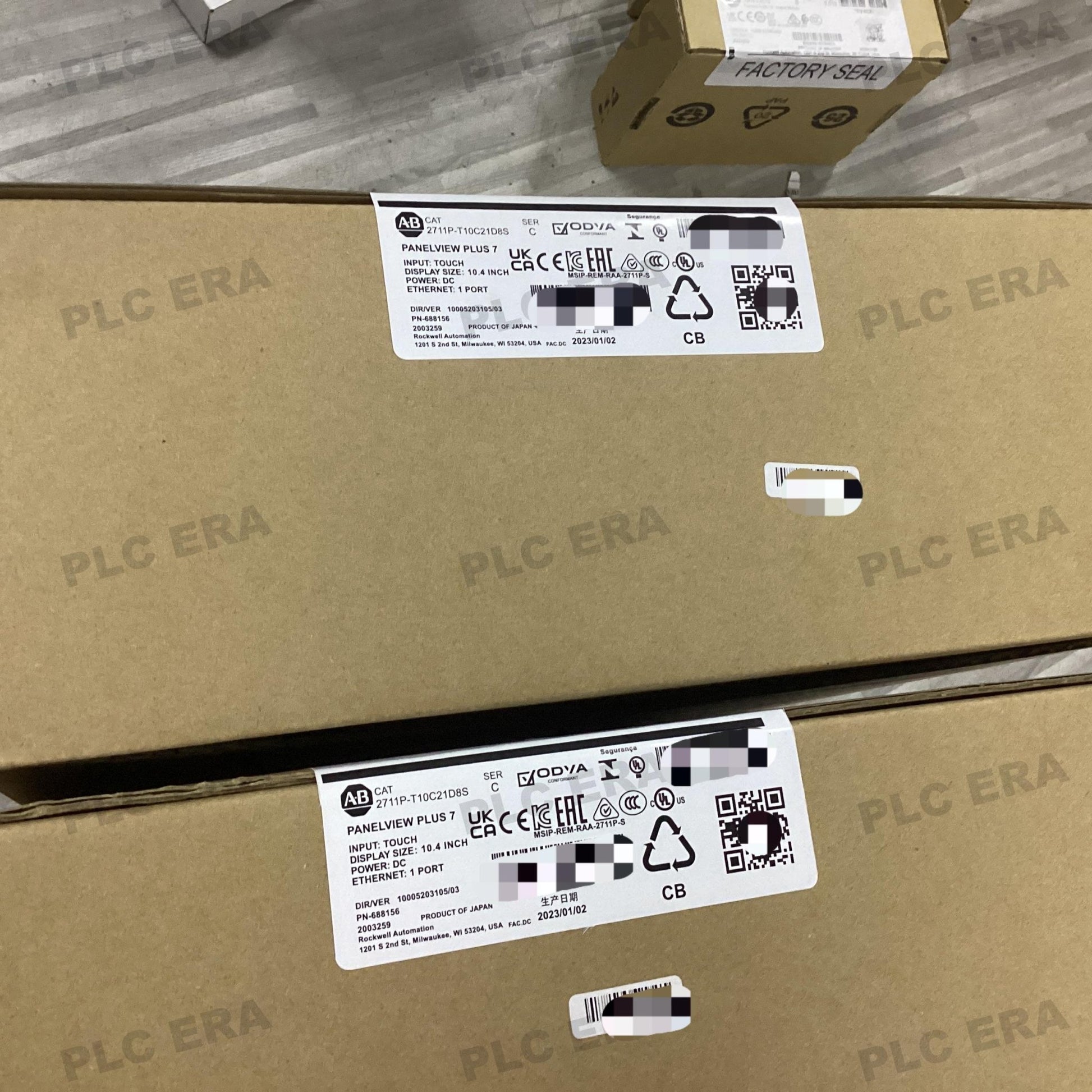 PLC ERA warehouse stocked with Original New Allen-Bradley 2711P-T10C21D8S and industrial automation modules ready for global shipping