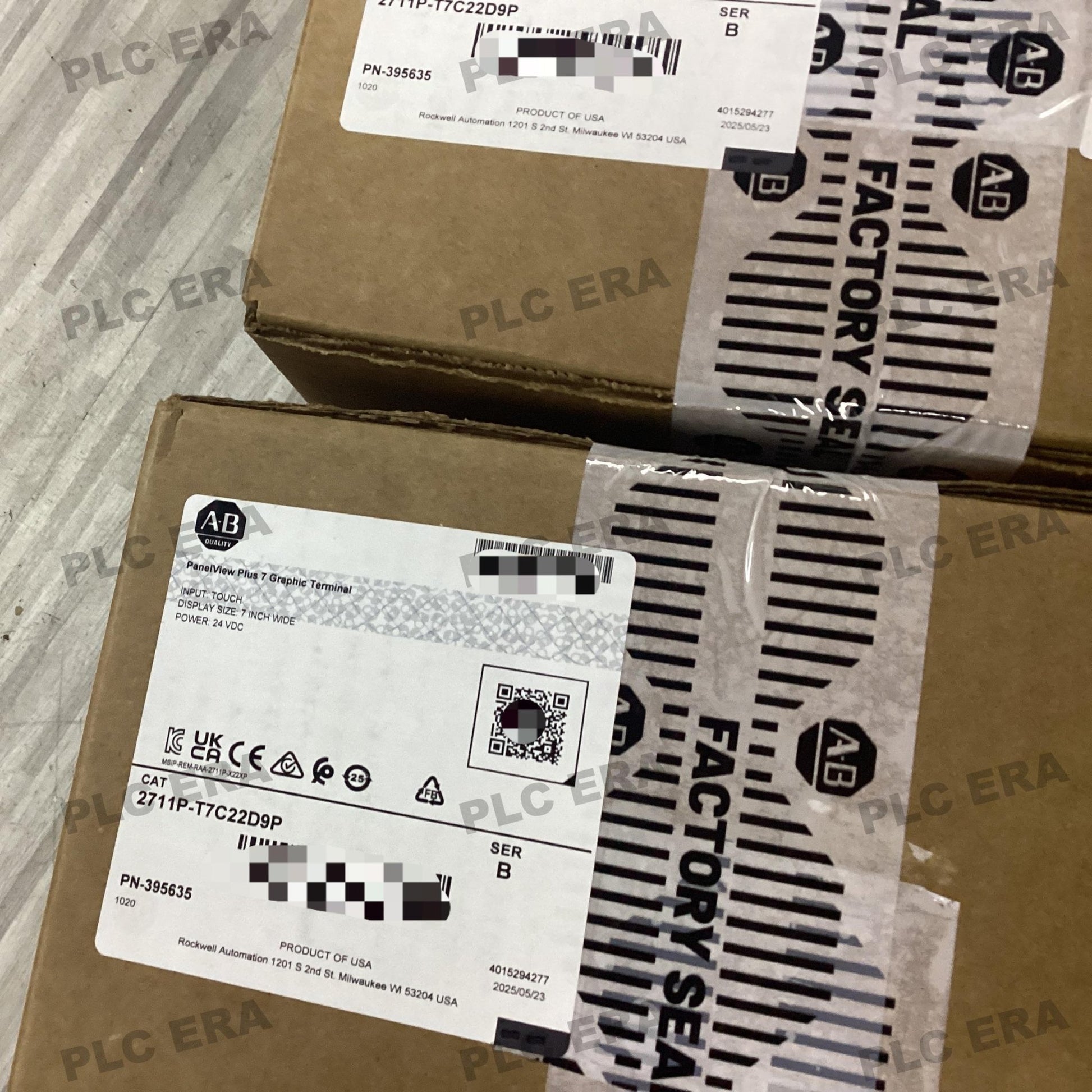 PLC ERA warehouse stocked with Original New Allen-Bradley 2711P-T7C22D9P and industrial automation modules ready for global shipping