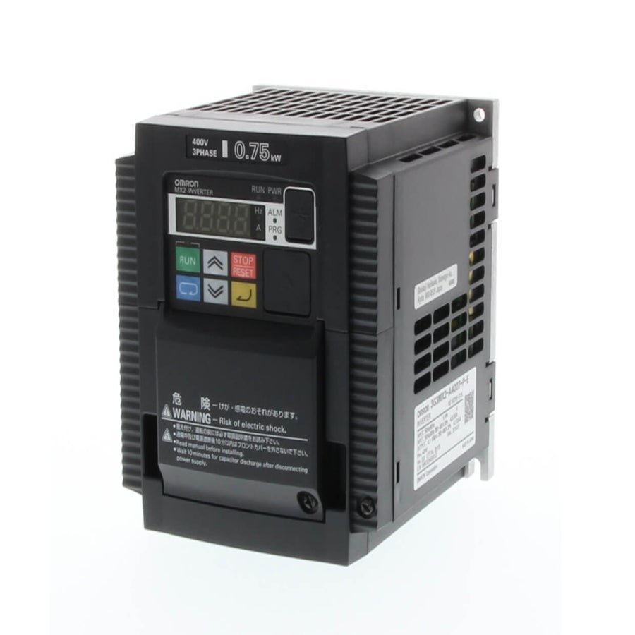 Alt Text 1:
Omron 3G3MX2-A4007-ZV1 MX2 series compact AC drive 0.75kW 400V front view