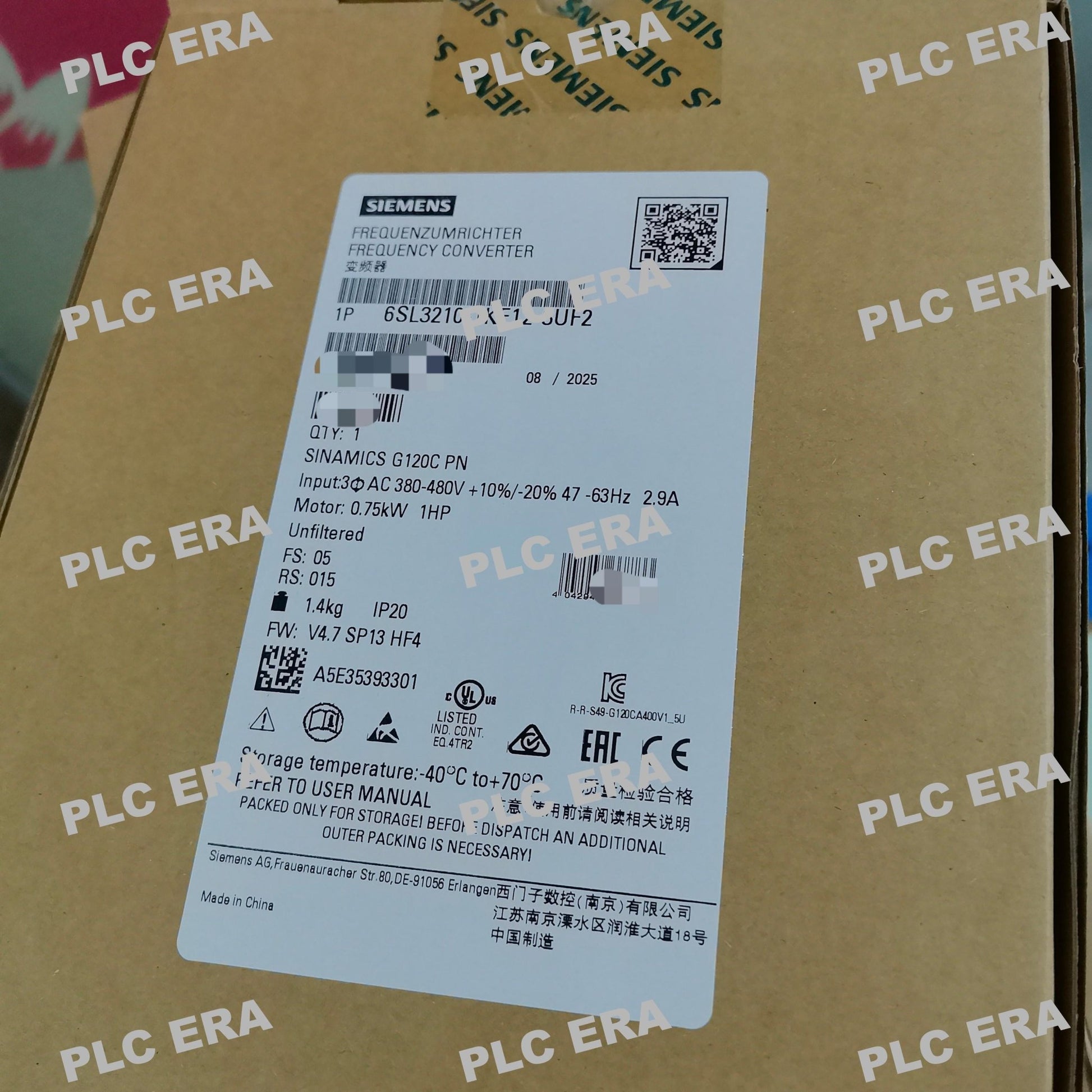 PLC ERA warehouse stocked with Original New Siemens 6SL3210-1KE12-3UF2 and industrial automation modules ready for global shipping