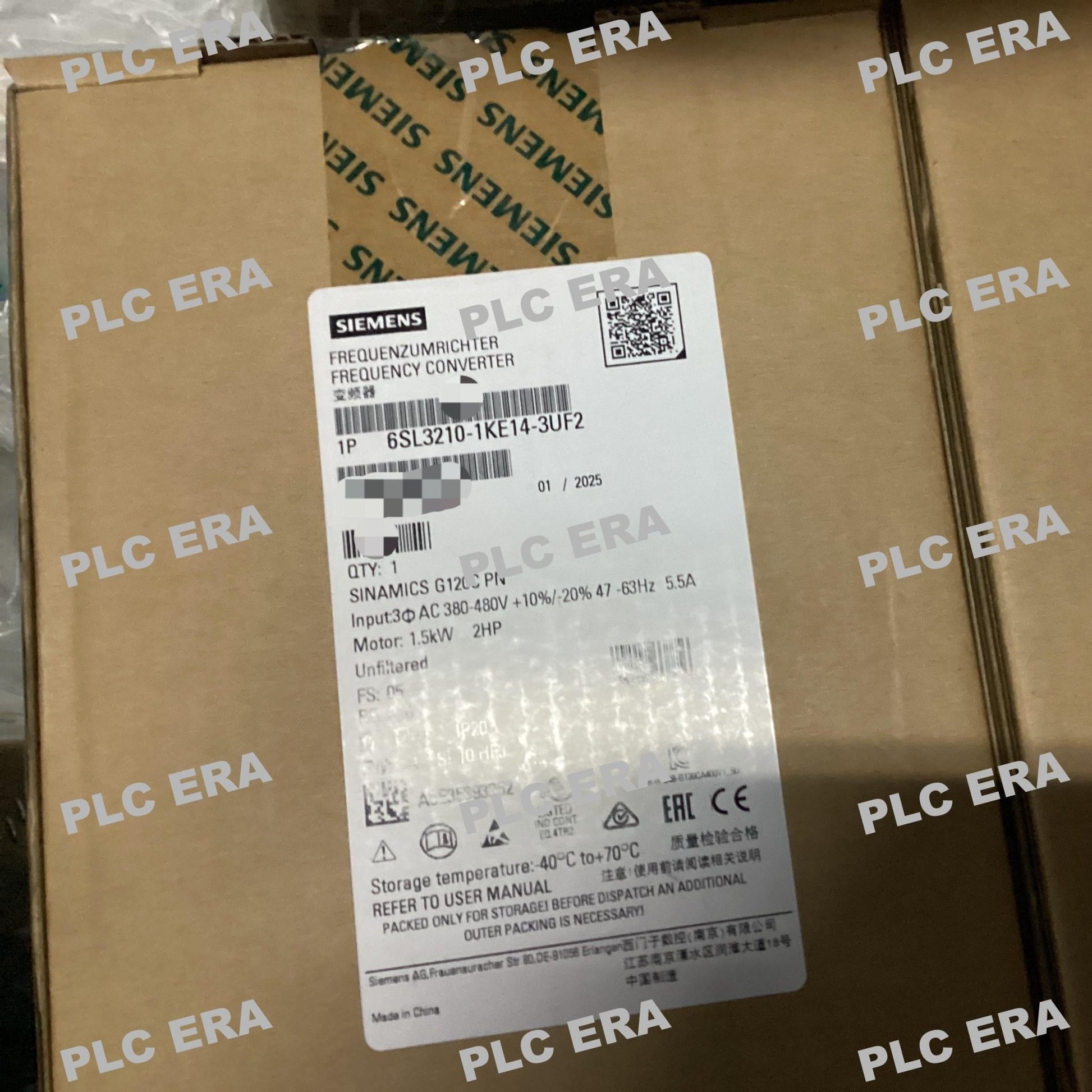 PLC ERA warehouse stocked with Original New Siemens 6SL3210-1KE14-3UF2 and industrial automation modules ready for global shipping