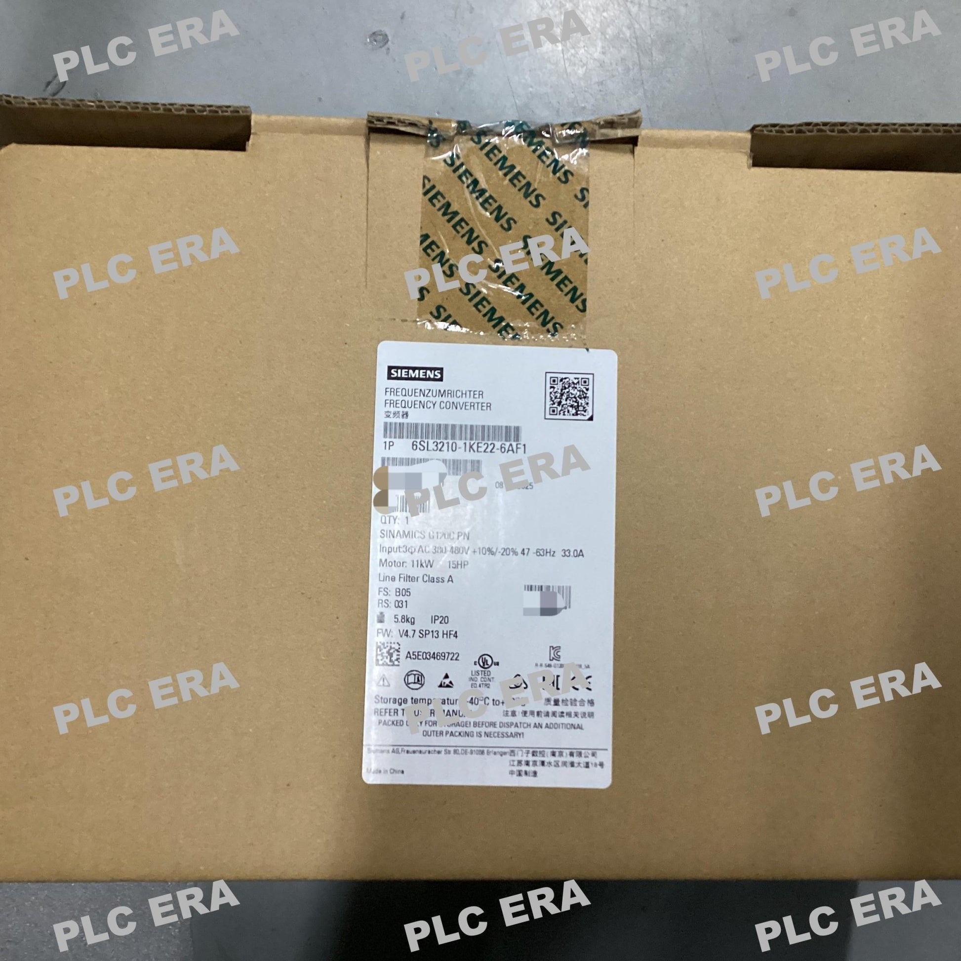 PLC ERA warehouse stocked with Original New Siemens 6SL3210-1KE22-6AF1 and industrial automation modules ready for global shipping