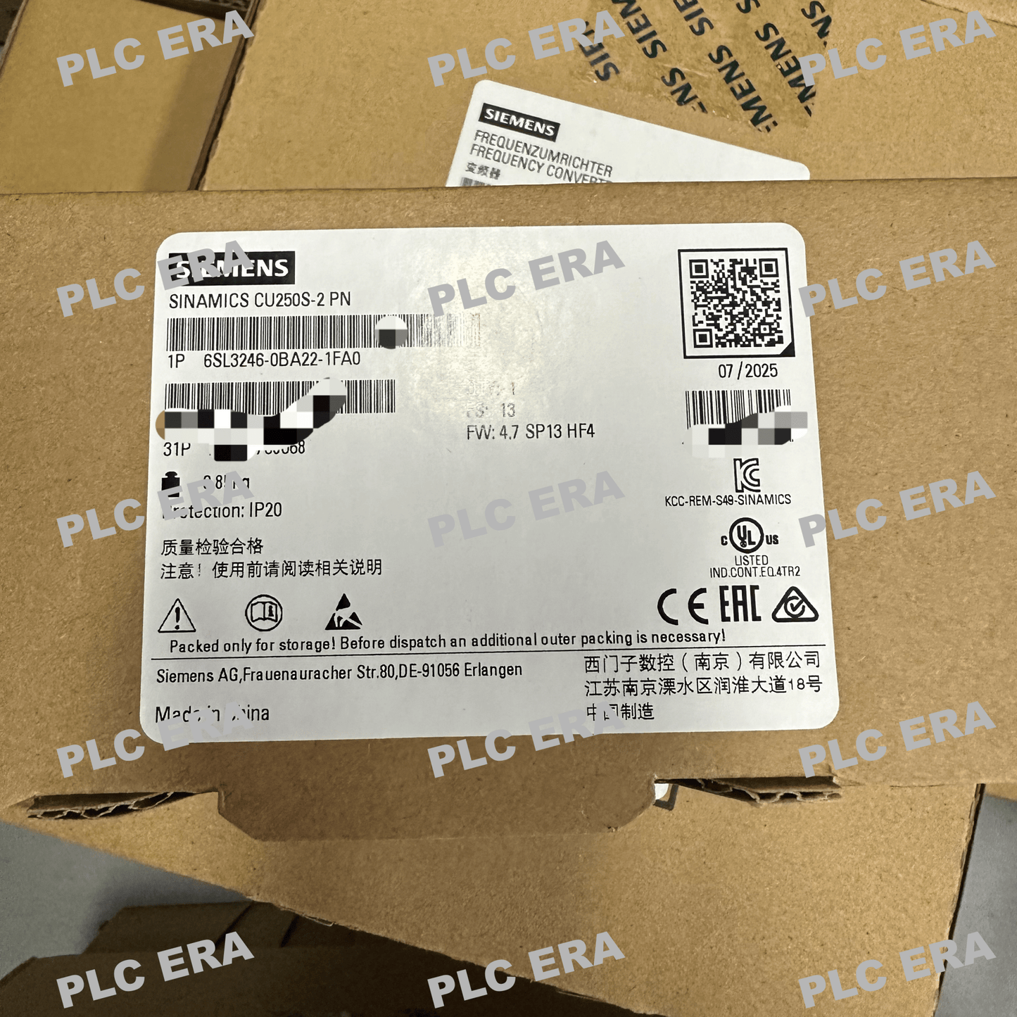 PLC ERA warehouse stocked with Original New Siemens 6SL3246-0BA22-1FA0 and industrial automation modules ready for global shipping