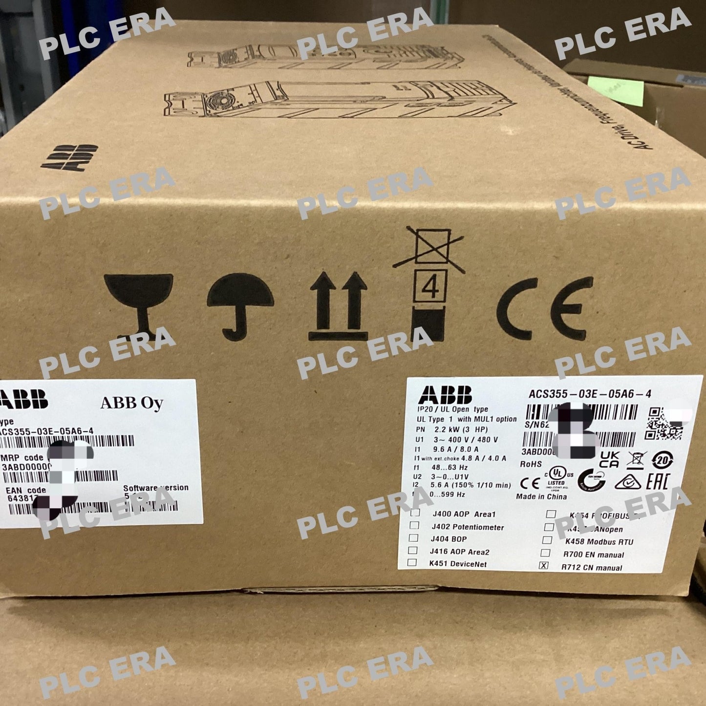PLC ERA warehouse stocked with Original New ABB ACS355-03E-05A6-4 and industrial automation modules ready for global shipping