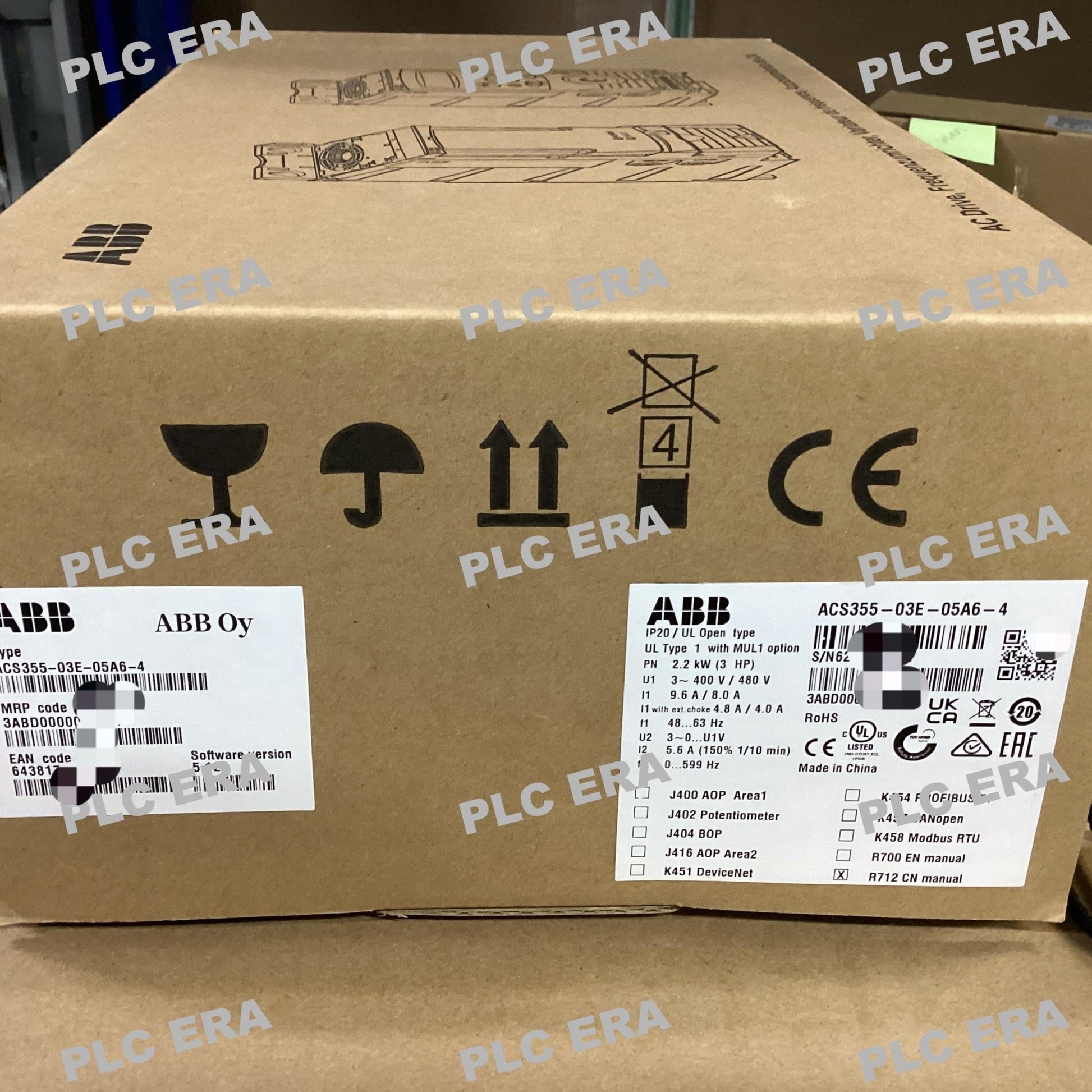 PLC ERA warehouse stocked with Original New ABB ACS355-03E-05A6-4 and industrial automation modules ready for global shipping