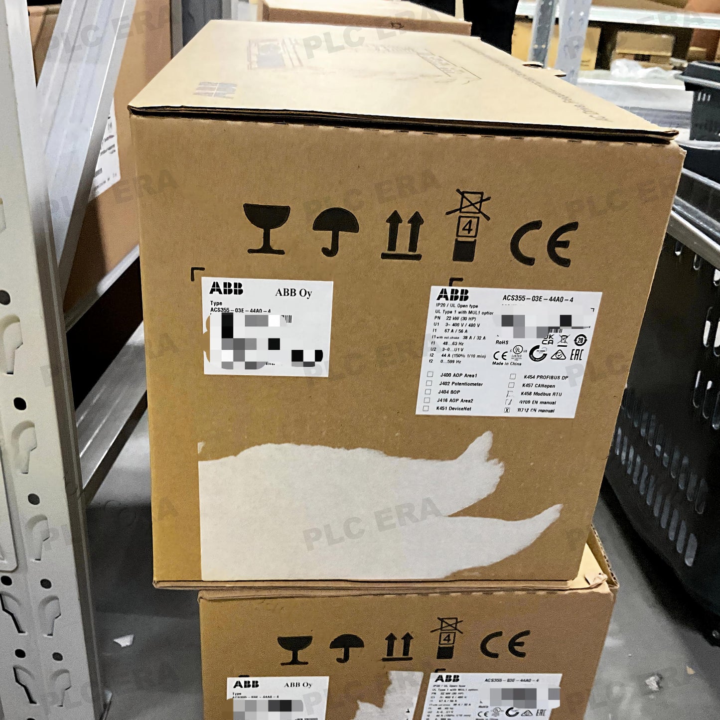 PLC ERA warehouse stocked with Original New ABB ACS355-03E-44A0-4 and industrial automation modules ready for global shipping