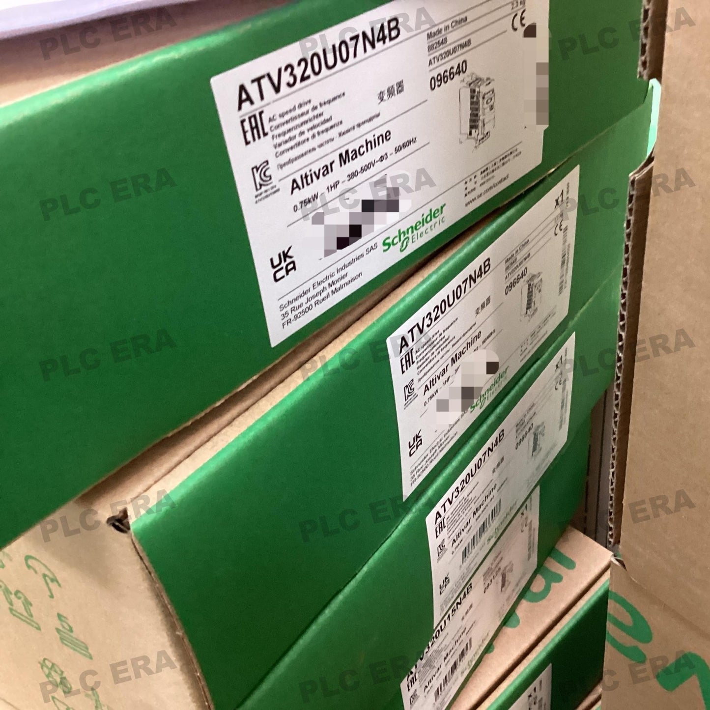 PLC ERA warehouse stocked with Original New Schneider Electric ATV320U07N4B and industrial automation modules ready for global shipping
