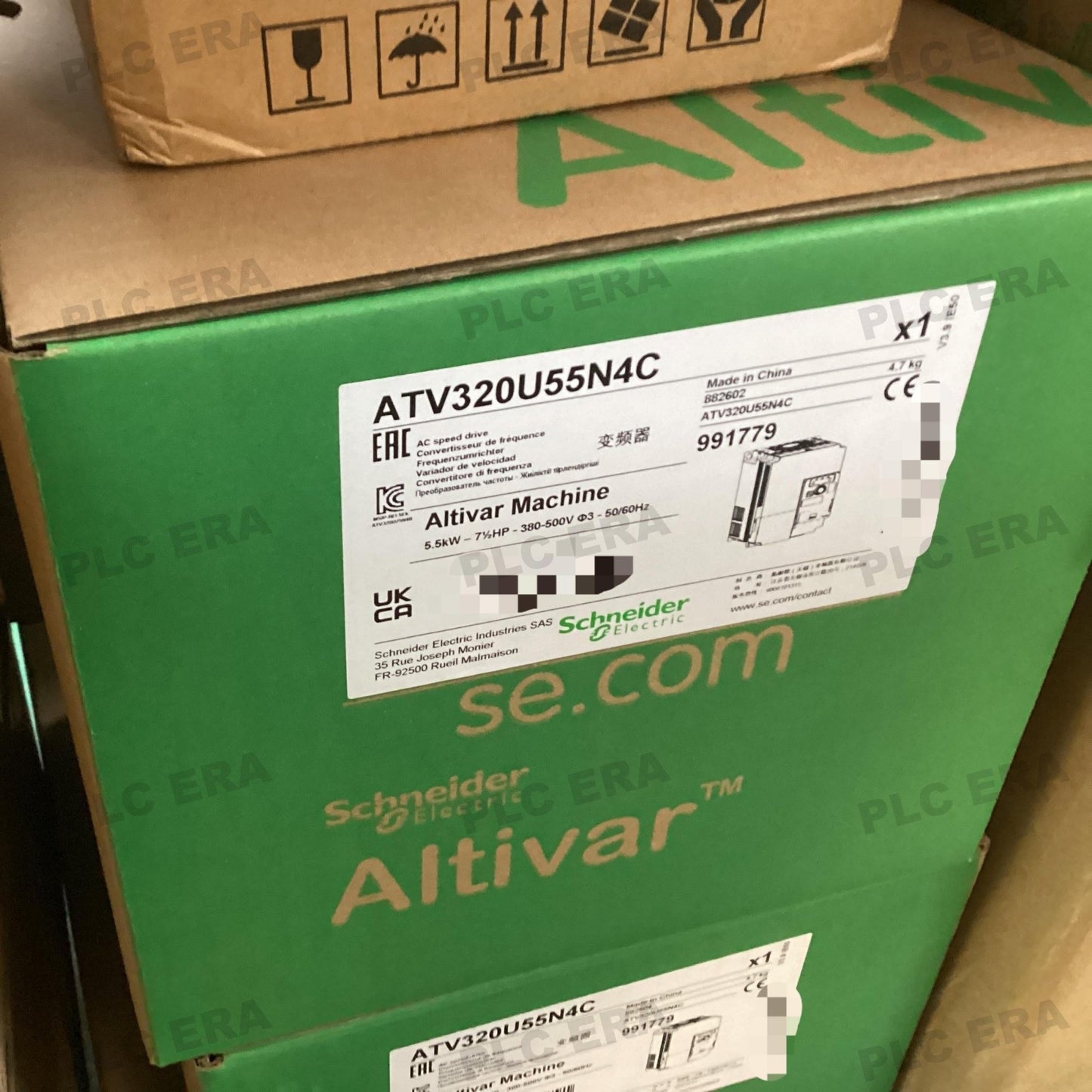 PLC ERA warehouse stocked with Original New Schneider Electric ATV320U55N4C and industrial automation modules ready for global shipping