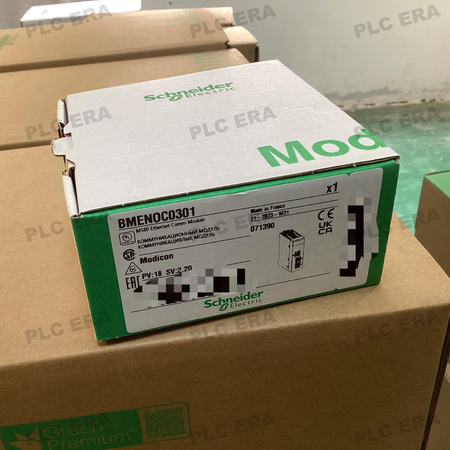 PLC ERA warehouse stocked with Original New Schneider Electric BMENOC0301 and industrial automation modules ready for global shipping