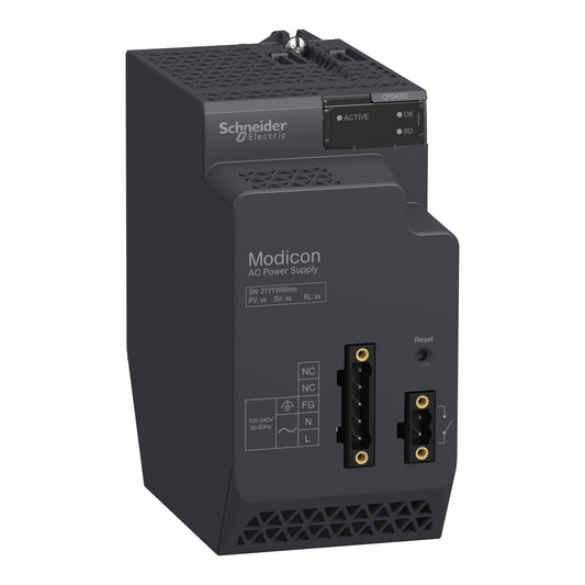 Original New Schneider Electric BMXCPS4002 Modicon X80 40W redundant power supply module 100-240V AC front view