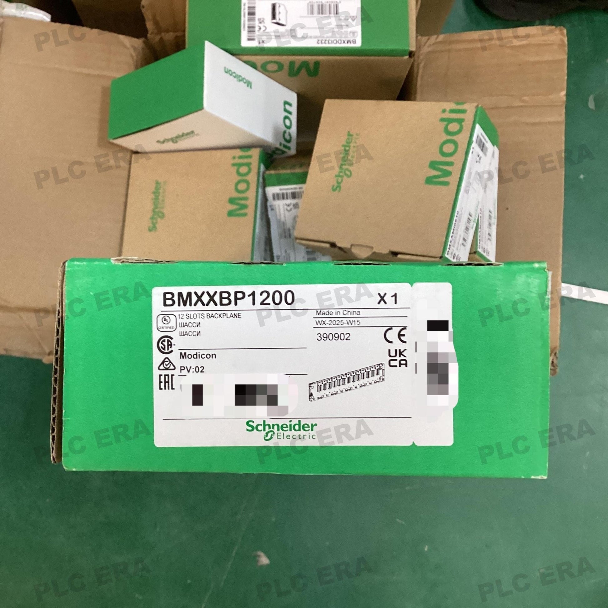 PLC ERA warehouse stocked with Original New Schneider Electric BMXXBP1200 and industrial automation modules ready for global shipping