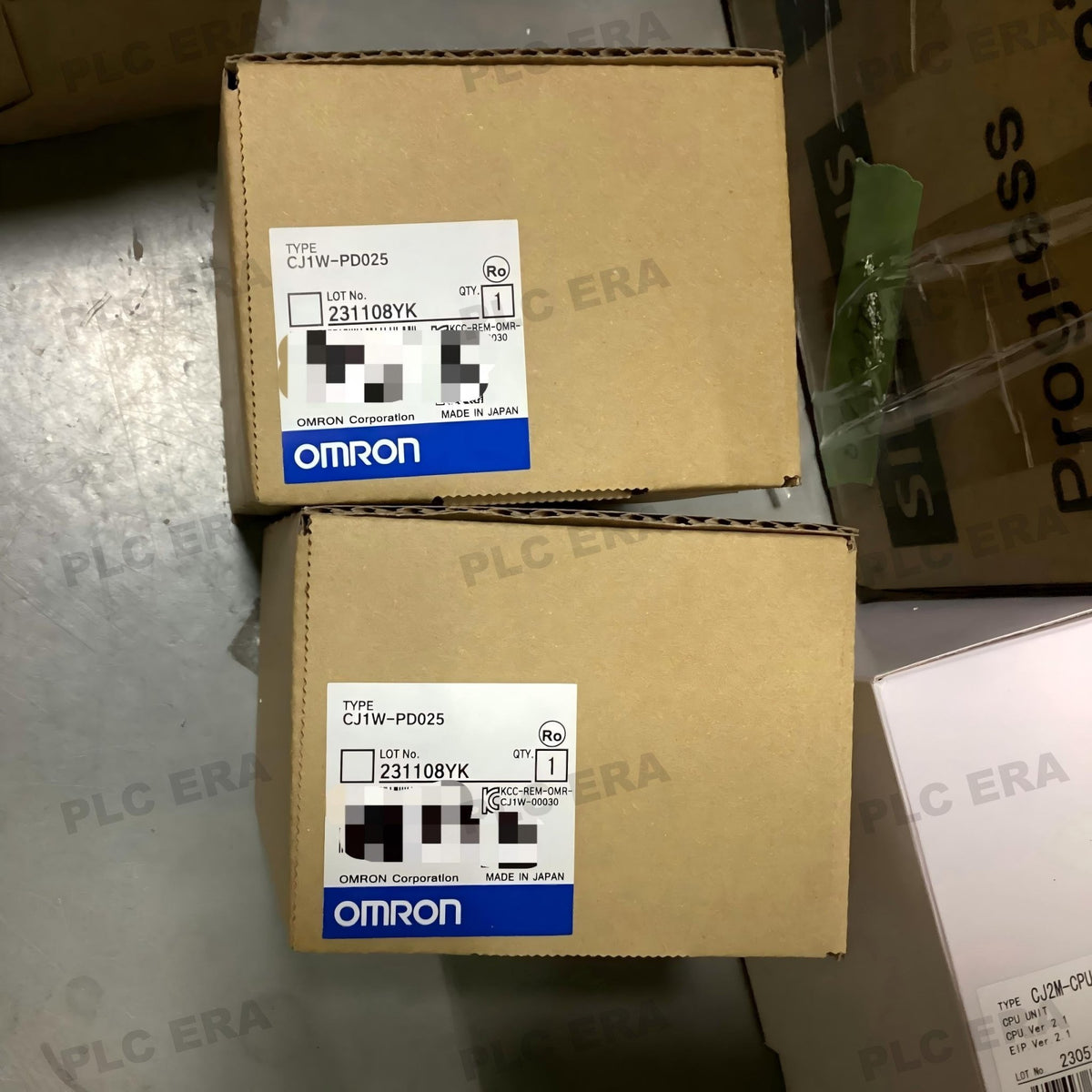 PLC ERA warehouse stocked with Original New Omron CJ1W-PD025 and industrial automation modules ready for global shipping
