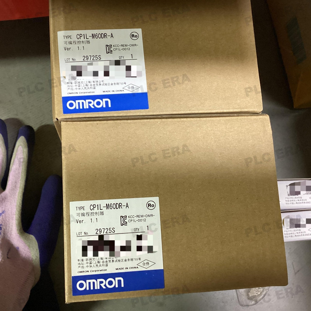 PLC ERA warehouse stocked with Original New Omron CP1L-M60DR-A and industrial automation modules ready for global shipping