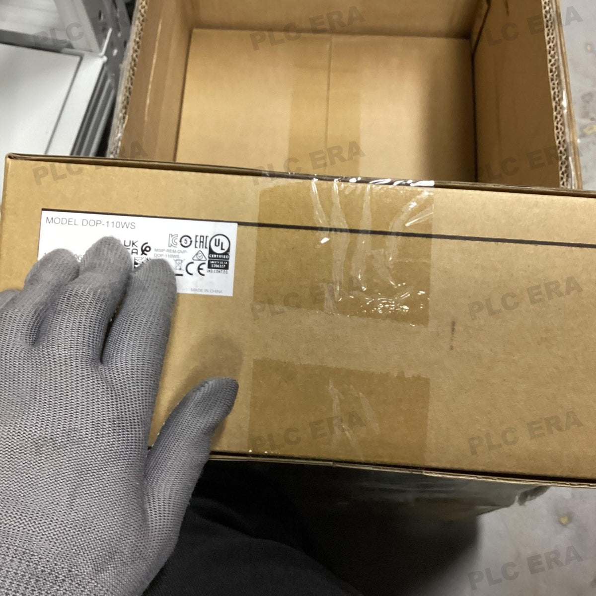 PLC ERA warehouse stocked with Original New Delta DOP-110WS and industrial automation modules ready for global shipping