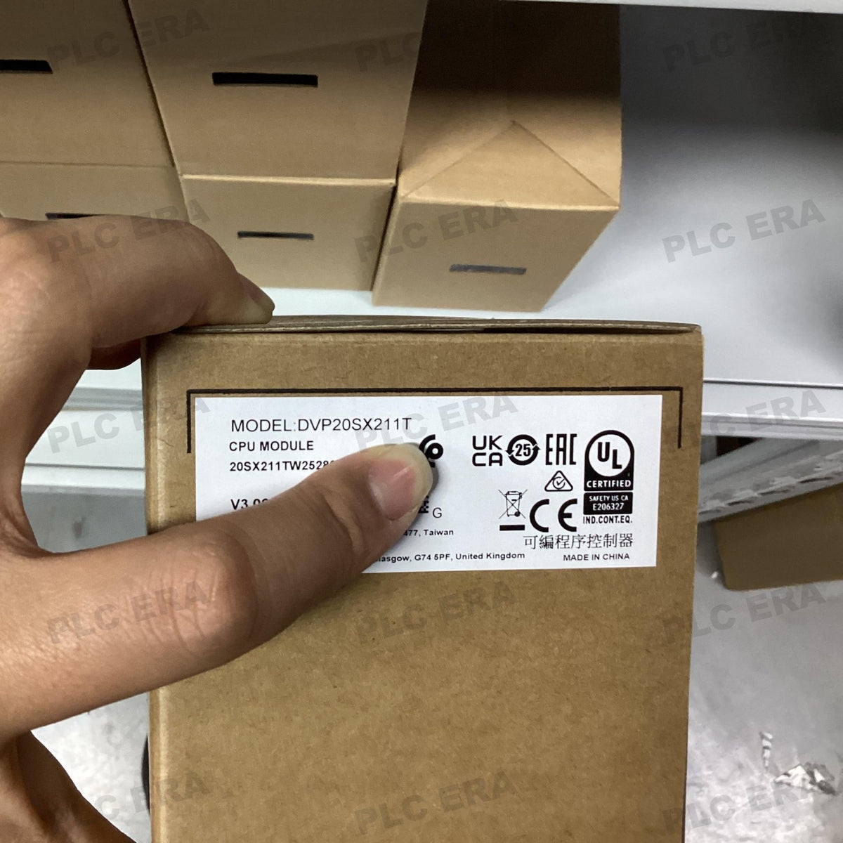 PLC ERA warehouse stocked with Original New Delta DVP20SX211T and industrial automation modules ready for global shipping
