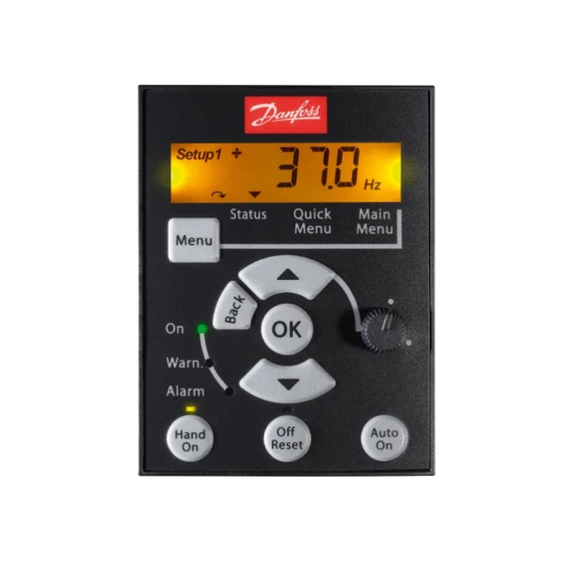 Danfoss 132B0100 Local Control Panel for VLT® Micro Drive FC51, numerical LCP with Quick-Menu, hand/auto selection, status readout, reset and navigation keys, parameter copy/store, IP20/IP54