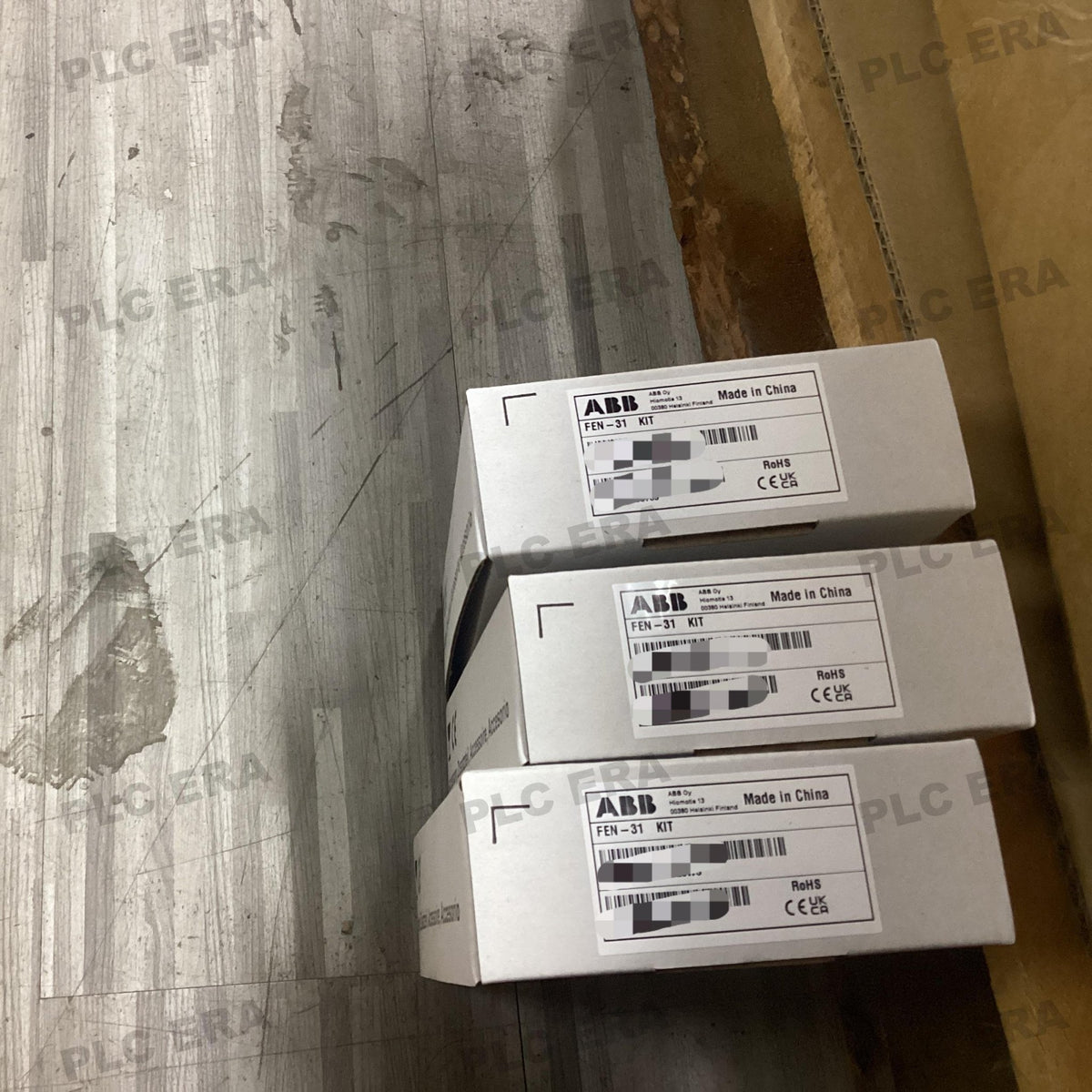 PLC ERA warehouse stocked with Original New ABB FEN‑31 and industrial automation modules ready for global shipping