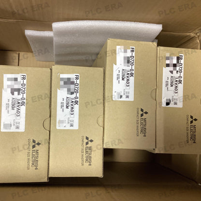 PLC ERA warehouse stocked with Original New Mitsubishi Electric FR-D720-0.4K and industrial automation modules ready for global shipping