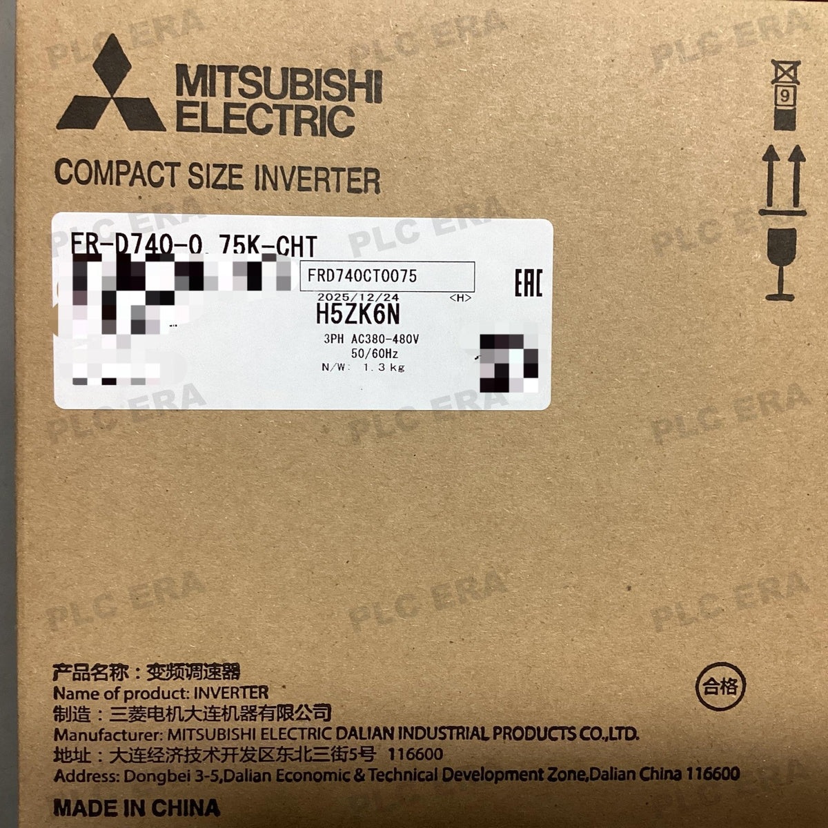 PLC ERA warehouse stocked with Original New Mitsubishi FR-D740-0.75K-CHT and industrial automation modules ready for global shipping