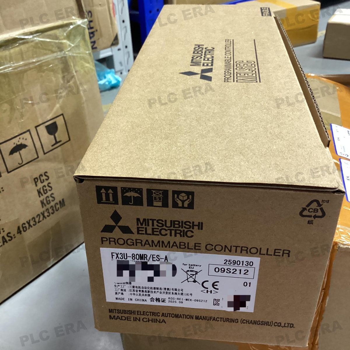 PLC ERA warehouse stocked with Original New Mitsubishi Electric FX3U-80MR/ES-A and industrial automation modules ready for global shipping